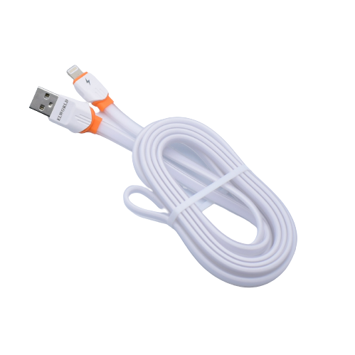 Cablu de date si incarcare, klausstech, usb, lightning, lungime 2m, fir flexibil, alb/portocaliu